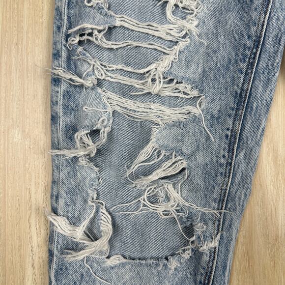 American Eagle Comfort Stretch Waistband Mom Jean Distressed Destroyed Jeans 0 - Picture 3 of 16